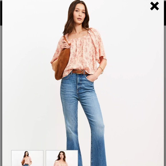 LOFT Pink Floral Puff Sleeve Blouse - Picture 4 of 4